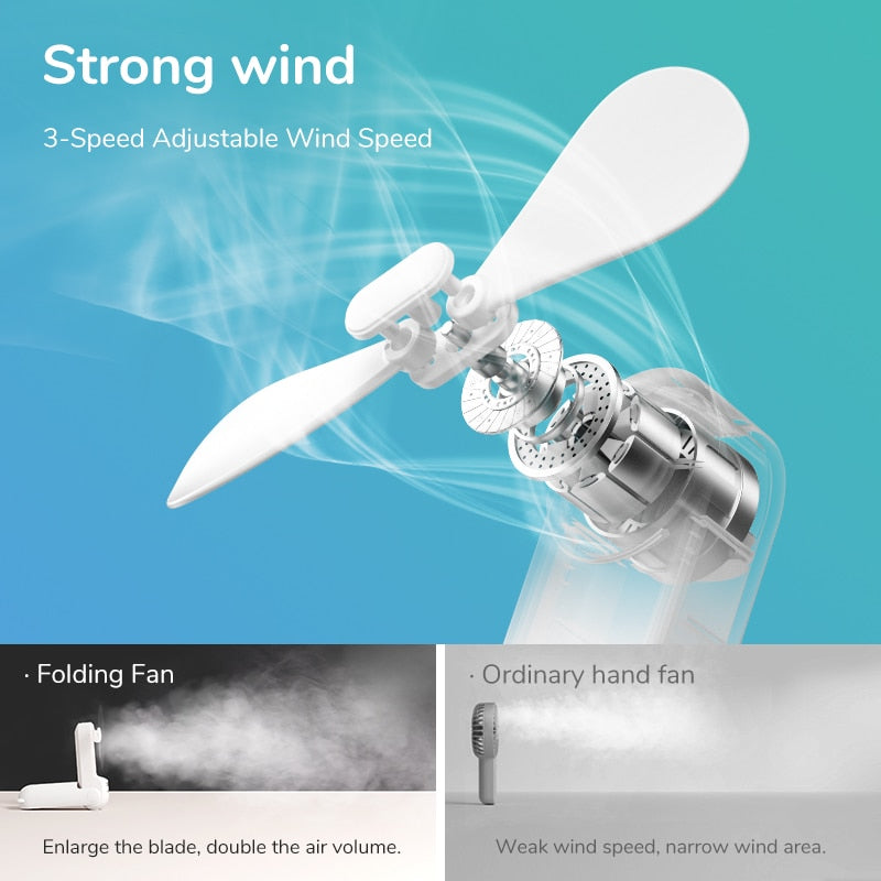3 in 1 Pocket Fan | Compacte Opvouwbare Ventilator, Powerbank & Zaklamp voor Dag en Nacht Verkoeling